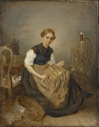 Ein Mädchen beim Kämmen, 1856